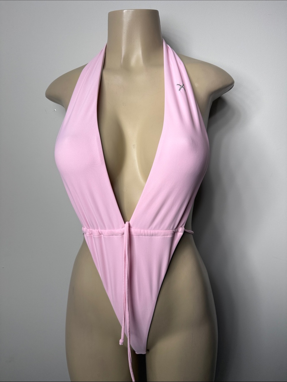 Boutine LA Halter Plunge One-Piece Swimsuit - Light Pink